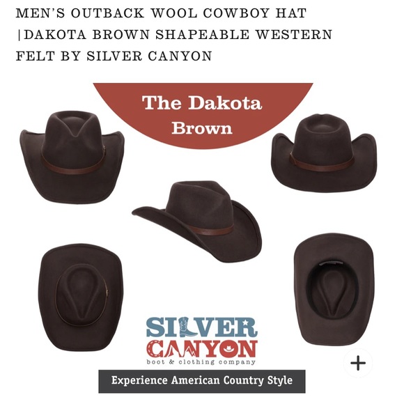 Silver Canyon Other - ✨Men’s outback wool cowboy hat Dakota brown shapeable western felt cowboy hat ✨